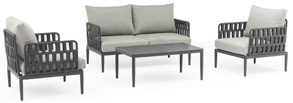 CASCADA - salotto outdoor con struttura in alluminio grigio chiaro, antracite o naturale