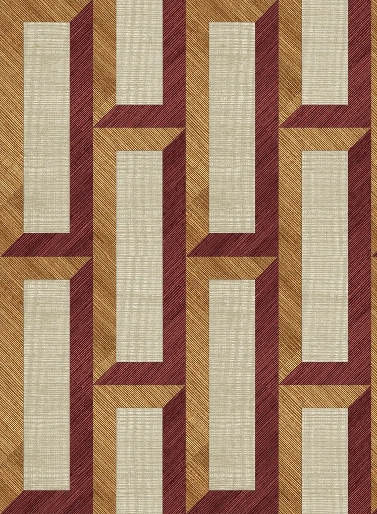 Arte International Carta da parati Biseau - Copper Red