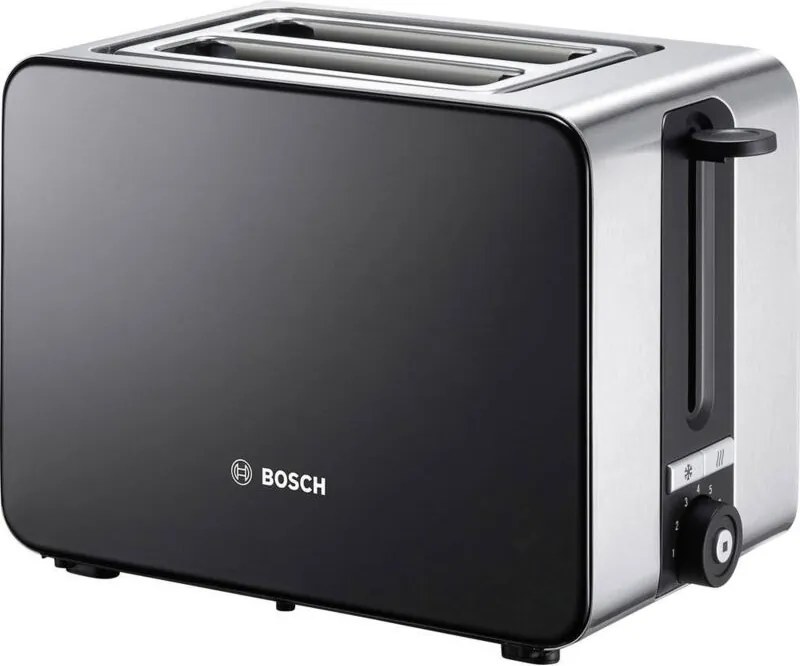 Bosch Haushalt TAT7203 Tostapane Con griglia scaldabriosche integrata acciaio inox, Nero