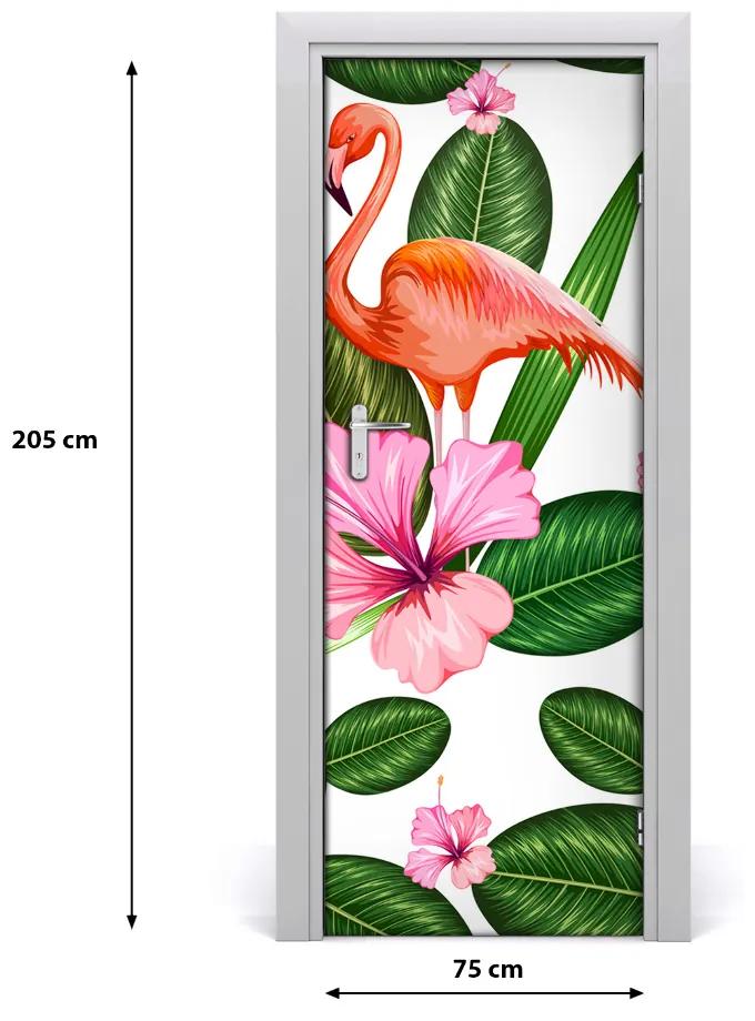 Sticker porta Flamingos e fiori 75x205 cm