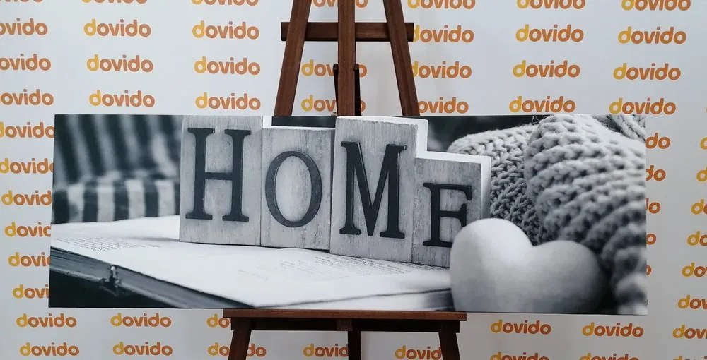 Quadro su tela – Con scritta Home e natura morta in bianco e nero