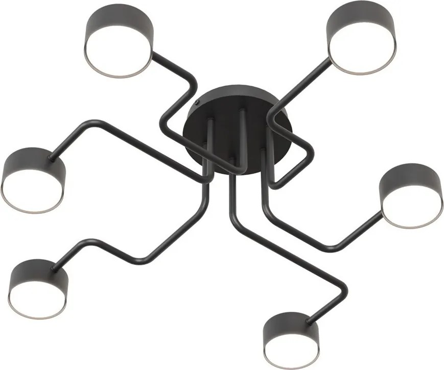 Lampada da soffitto in acciaio KURAGE 6 nera 6xGX53