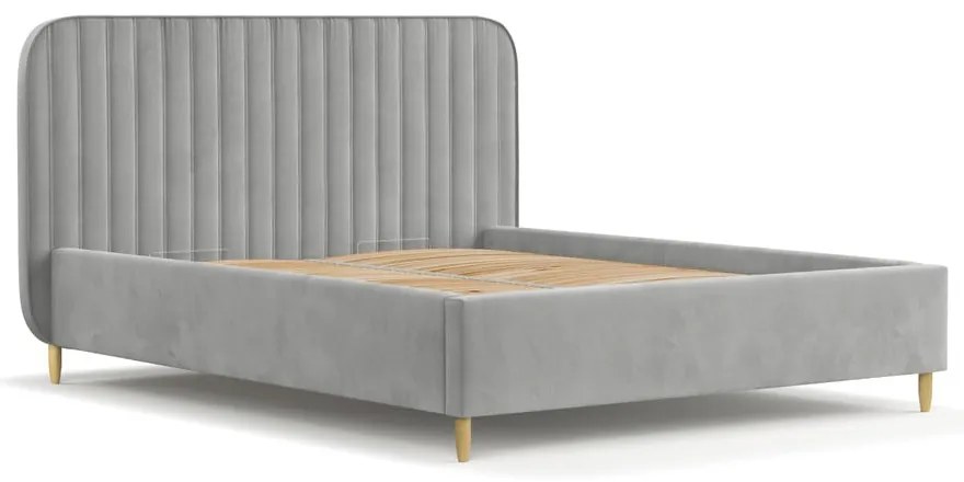 Letto matrimoniale imbottito grigio con spazio contenitivo e rete 140x200 cm Noto - Maison de Rêve
