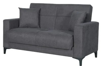 Divano 2 Posti Con Cassettone 152x87x90 Tessuto Grigio Bravo Bacos
