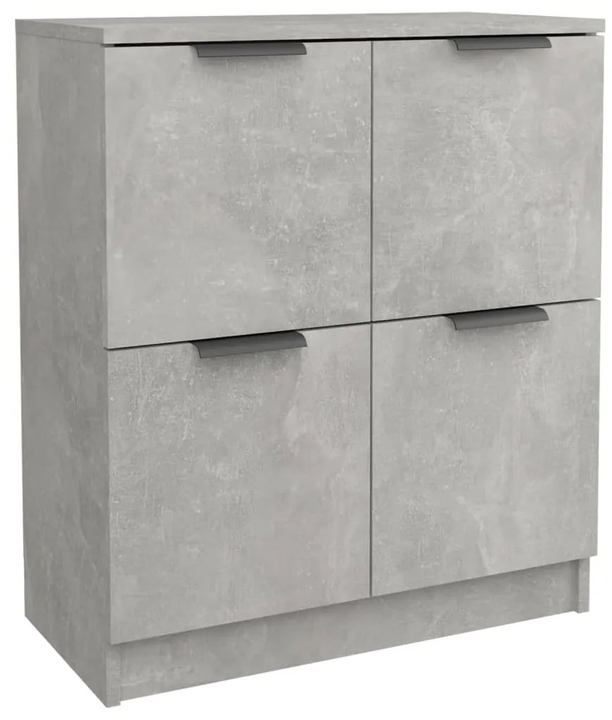 Credenze 2 pz grigio cemento 60x30x70 cm in legno multistrato