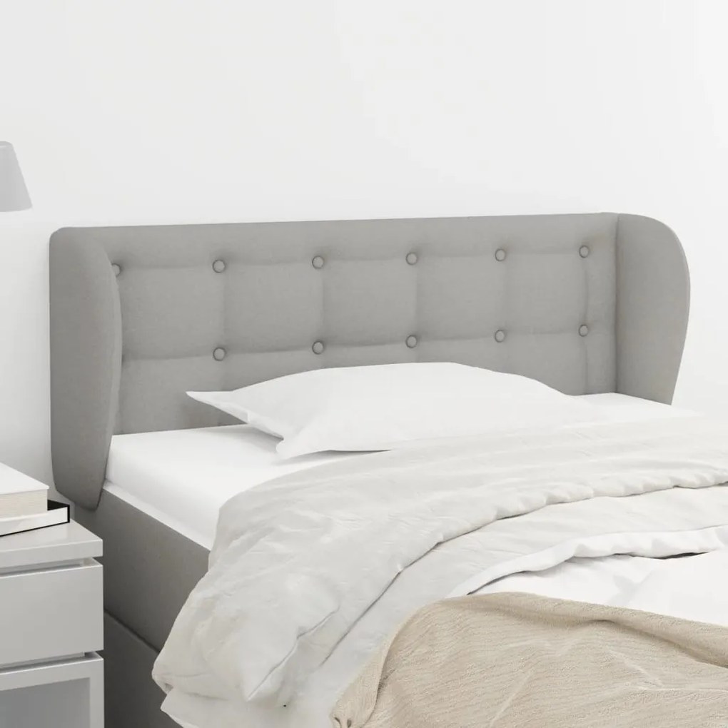 Testiera Ad Orecchio Grigio Chiaro 103x23x78/88 Cm İn Tessuto /