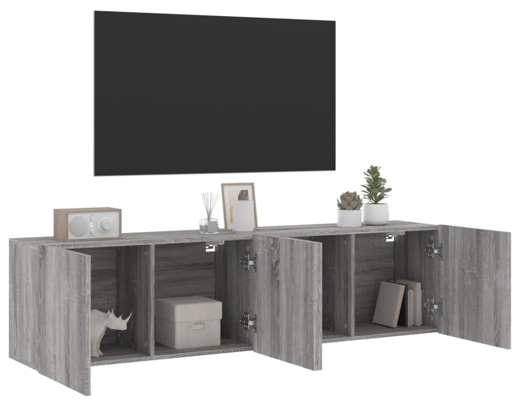 Mobili tv a parete 2pz grigio sonoma 80x30x41 cm