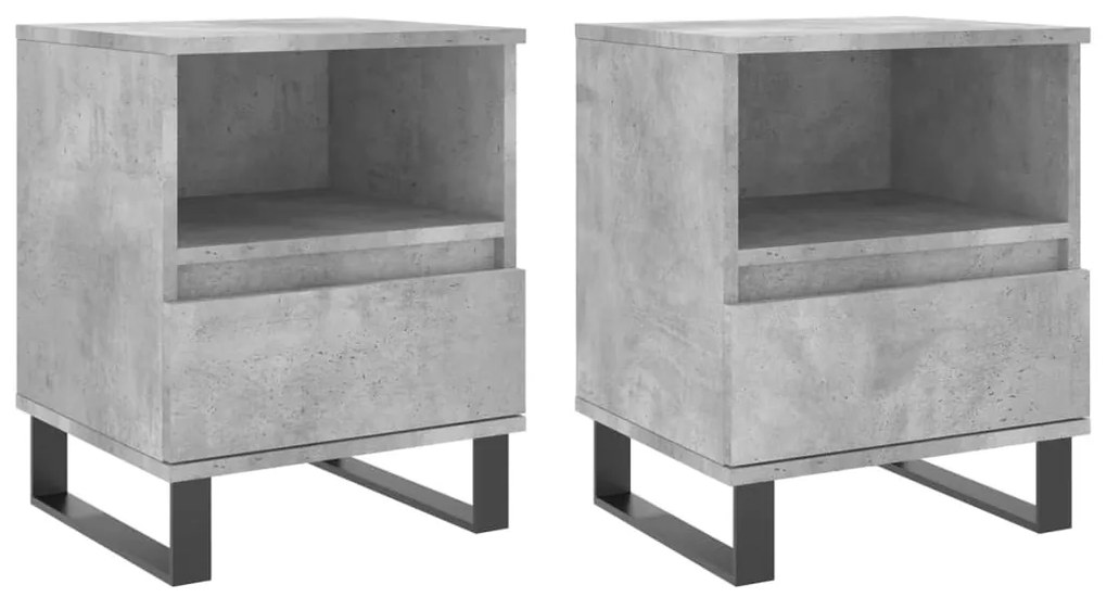 Comodini 2pz Grigio Cemento 40x35x50 cm in Legno Multistrato