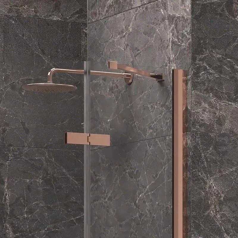 Kamalu - Box doccia 80x80 colore oro rosa battente | KT1000GR