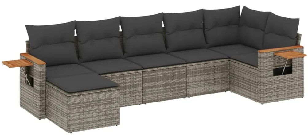 Set Divani da Giardino 7 pz con Cuscini Grigio in Polyrattan