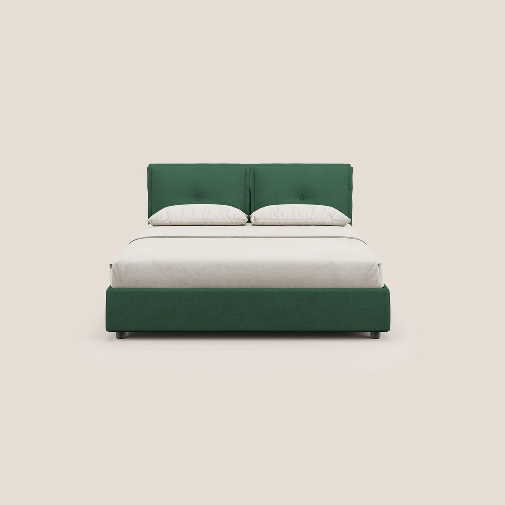 Travis letto contenitore con cuscini mobili trapuntati in tessuto impermeabile T02 verde