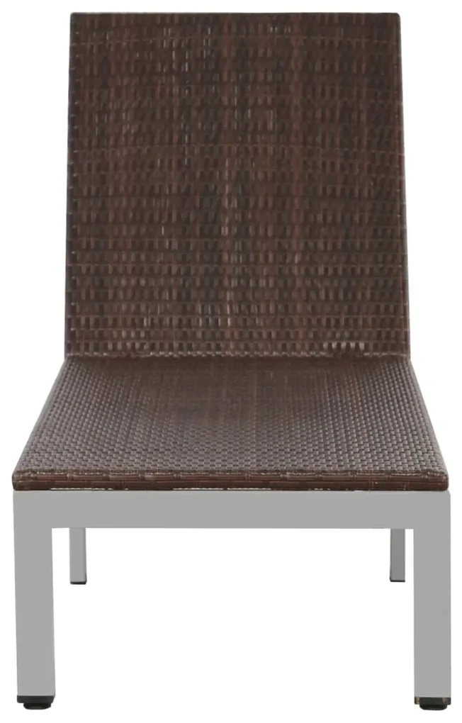 Lettino prendisole con ruote in polyrattan marrone
