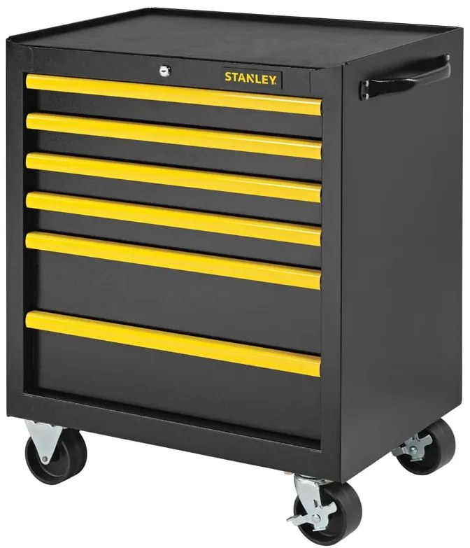 Carrello da officina con ruote STANLEY STST98182 in acciaio  4 ruote 6 cassetti 1 ripiani, L 67.6 x P 46 x H 85.9 cm