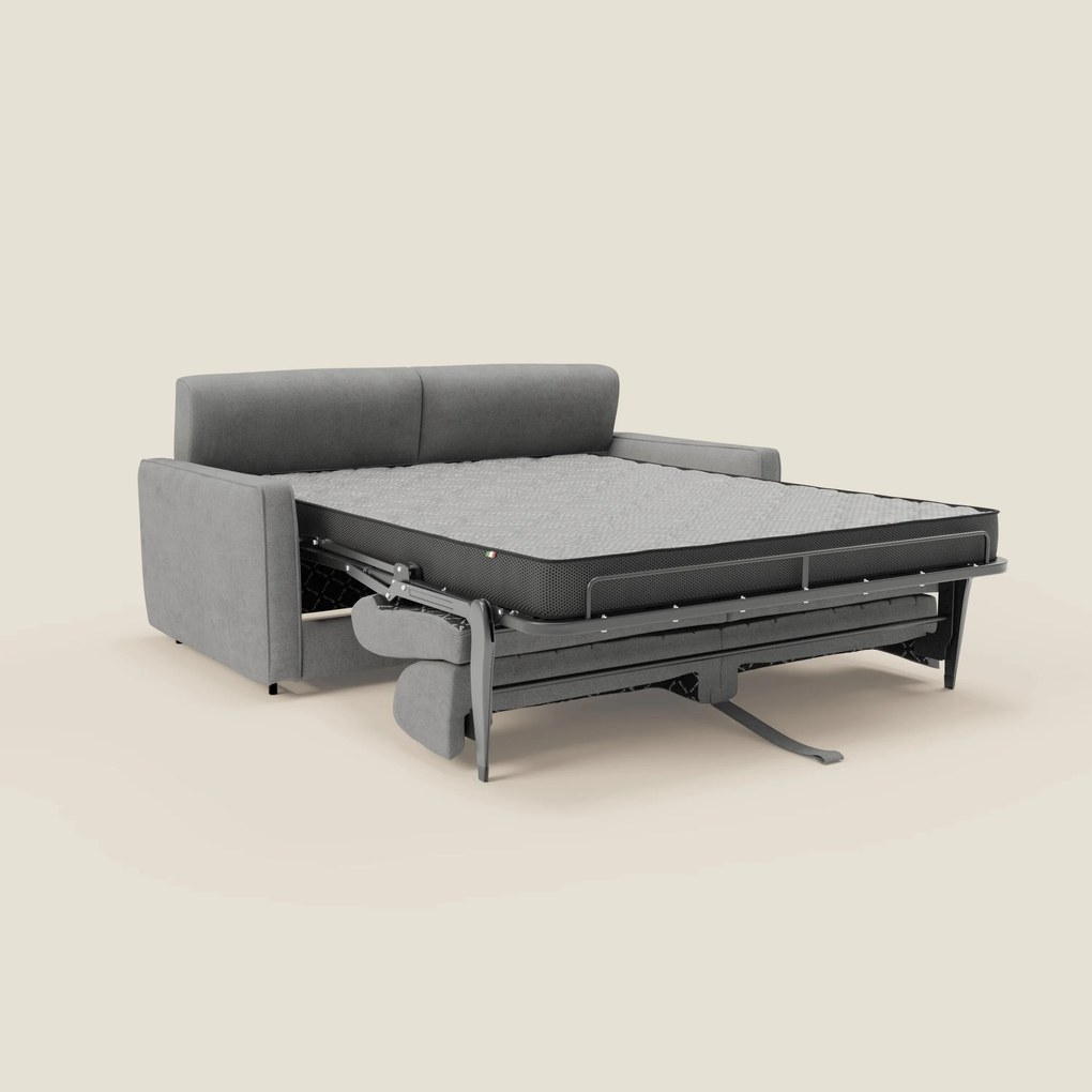 Nivon Divano letto moderno materasso H16 cm con poggiatesta in tessuto impermeabile T25 grigio