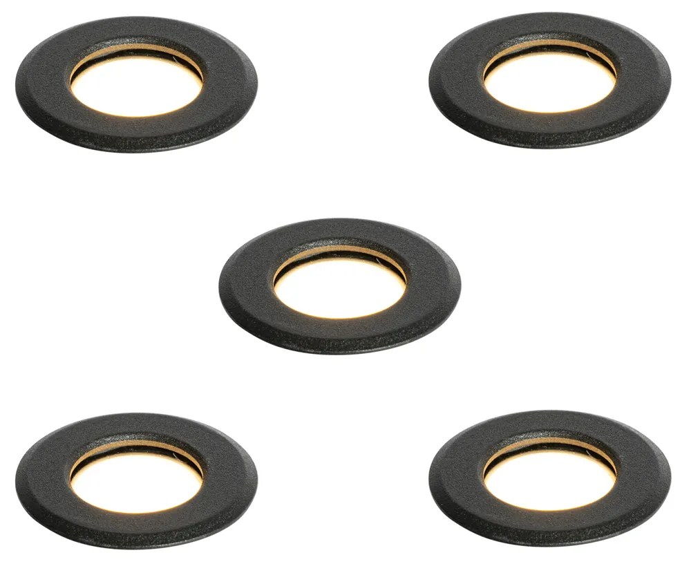 Set di 5 faretti da incasso moderni neri con LED IP67 - Linsey