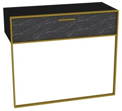 Consolle da parete POLKA 76,8x90 cm oro/nero