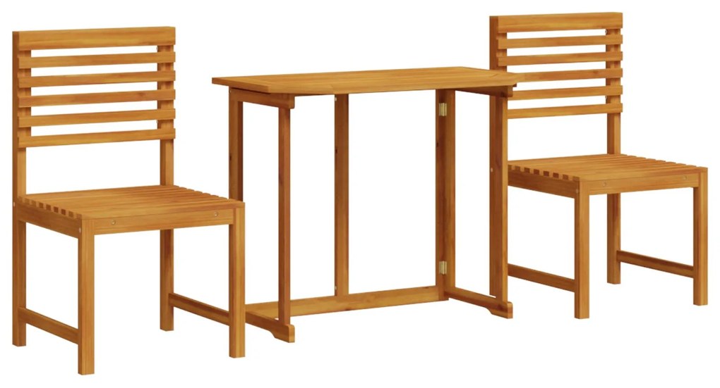 Set bistro da giardino 3 pezzi in legno massello di acacia di