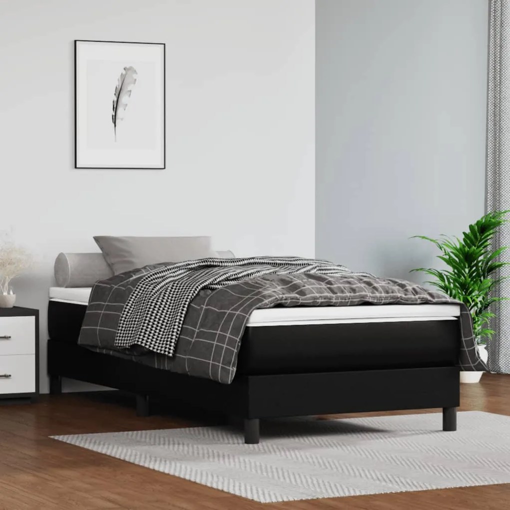 Materasso A Molle Insacchettate Nero 100x200x20cm İn Similpelle /