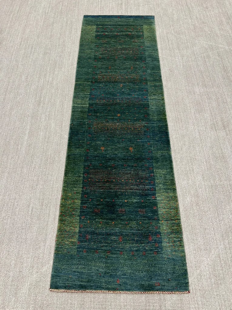 Loribaft Tappeto 300x90 Verde (Iran) Annodato A Mano