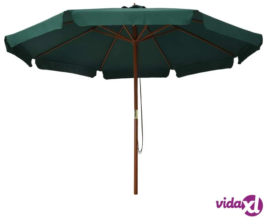 vidaXL Ombrellone da Esterni con Palo in Legno 330 cm Verde