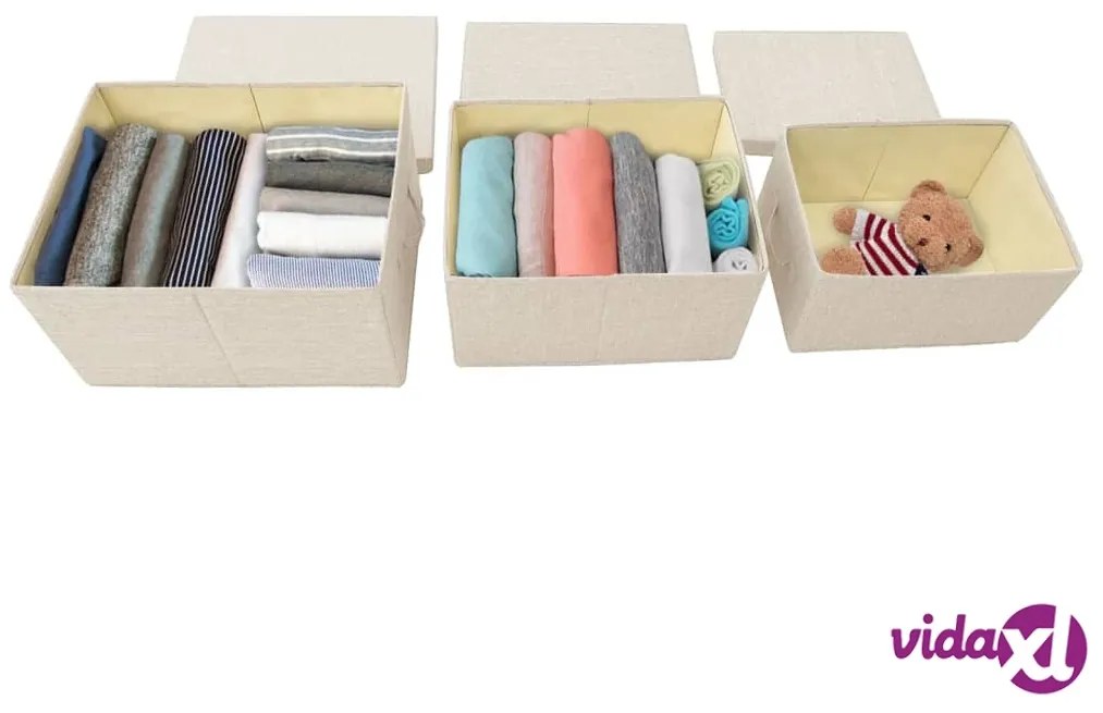 vidaXL Scatole Portaoggetti Impilabili Set 3pz in Tessuto Crema