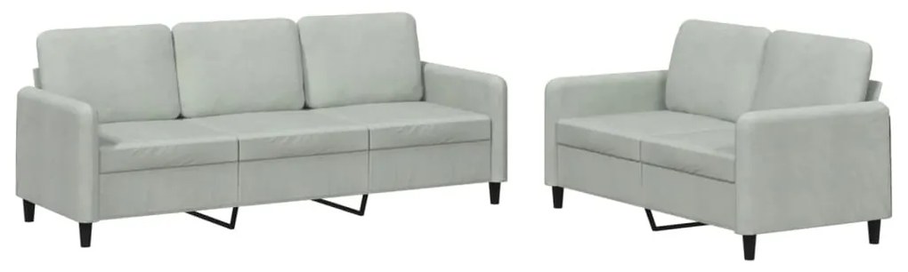 Set di divani 2 pz grigio chiaro in velluto