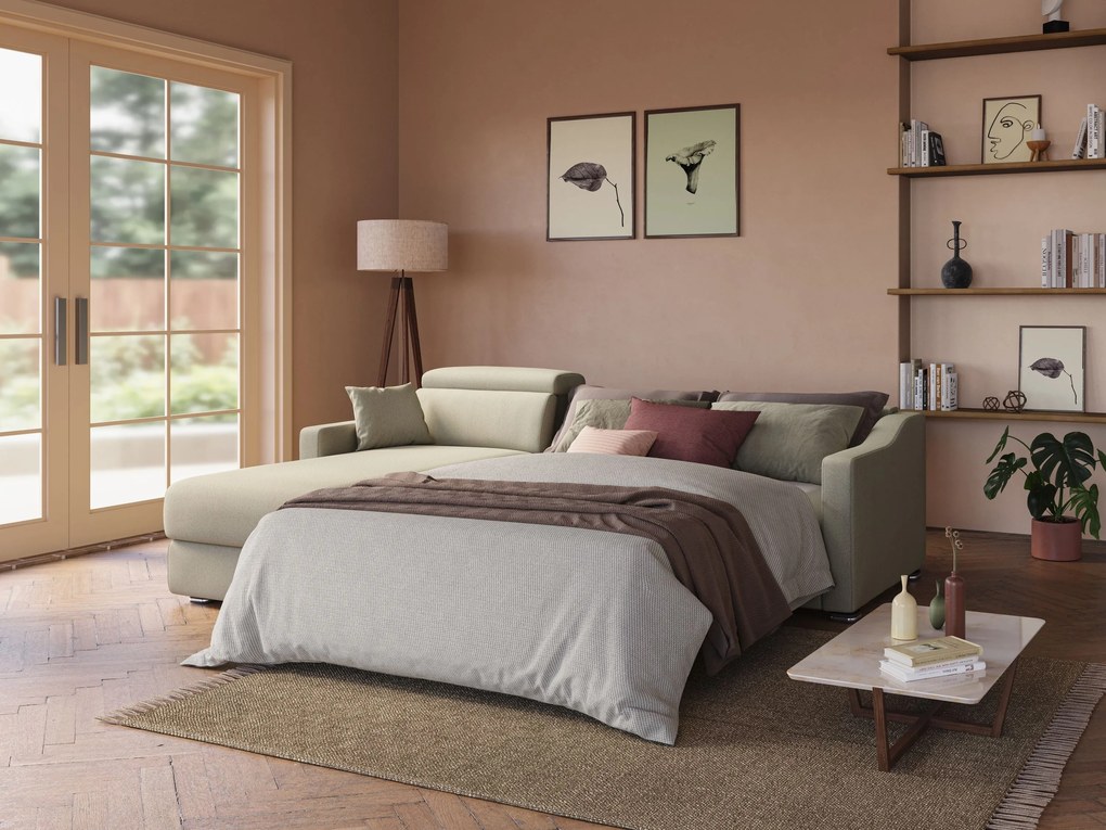 Amber divano letto angolare in tessuto smacchiabile T05 grigio