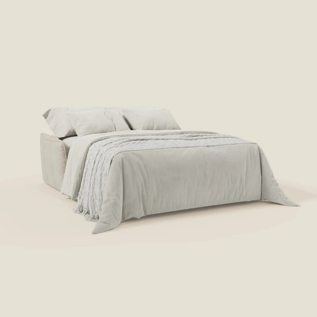 Elios Divano letto con morbidi cuscini spalliera in tessuto smacchiabile T24 bianco latte