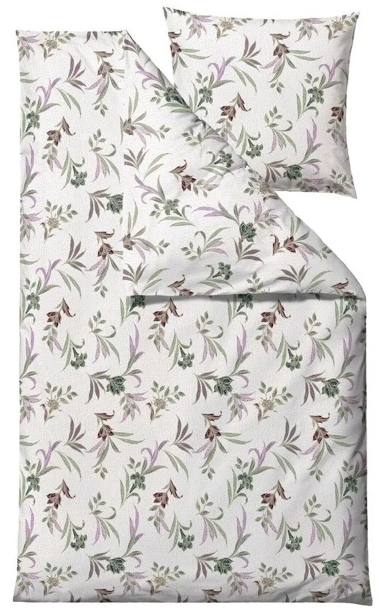 Biancheria da letto singola in cotone sateen verde e beige 140x200 cm Soft Tropic - Södahl