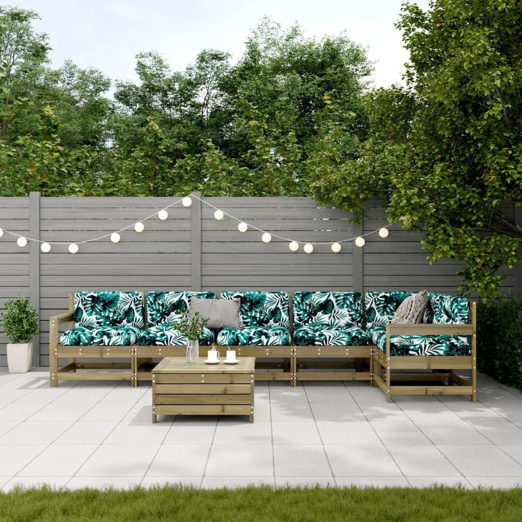 Set divani da giardino 7pz con cuscini legno impregnato di pino