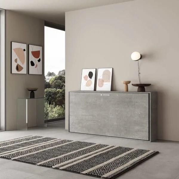 Letto a scomparsa orizzontale - KANDO singolo Cemento