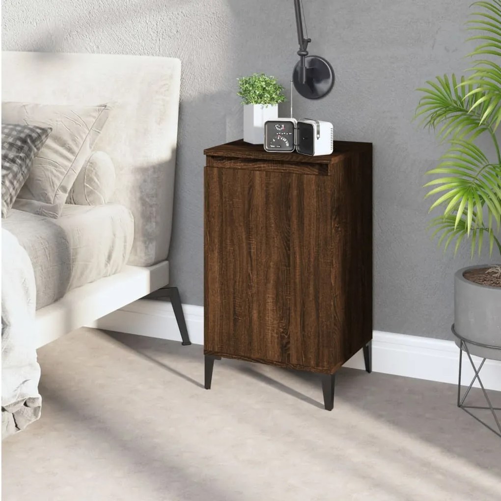 Comodino Rovere Marrone 40x35x70 Cm İn Legno Multistrato /