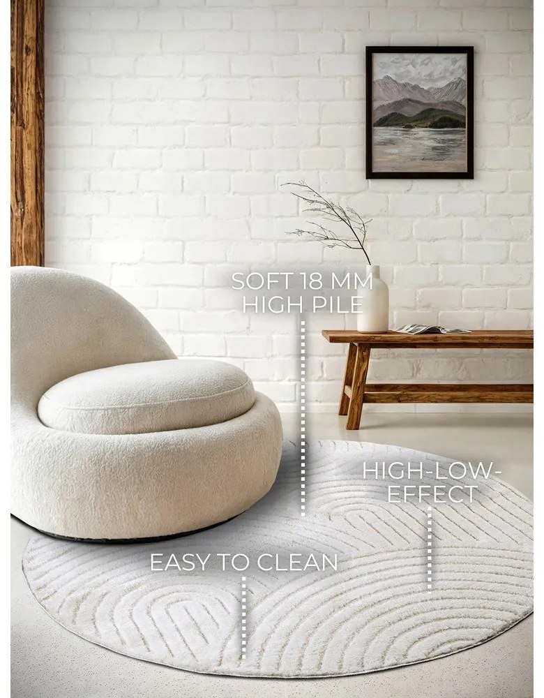 Tappeto rotondo bianco ø 160 cm Panglao New York White – Elle Decoration