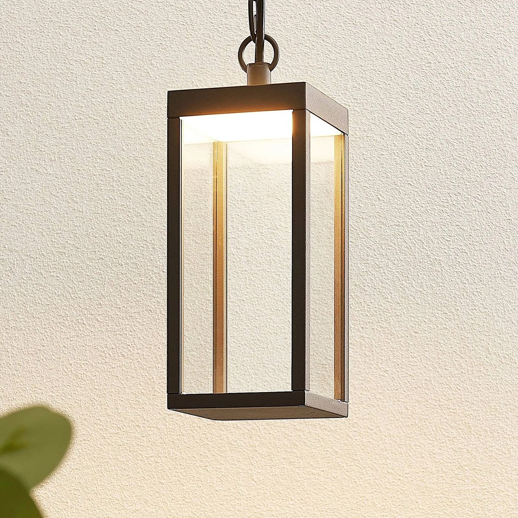 Lampada a sospensione LED da esterni Cube, 26 cm Cube Lucande, Nero, Alluminio, Moderno