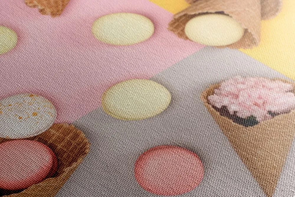 Stampa su tela – Macarons in cono