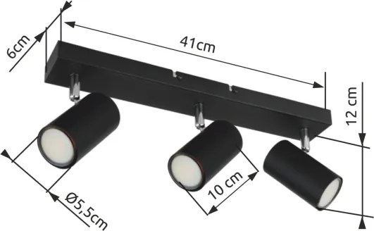 Globo 57911-3B - Faretto ROBBY 3xGU10/35W/230V nero