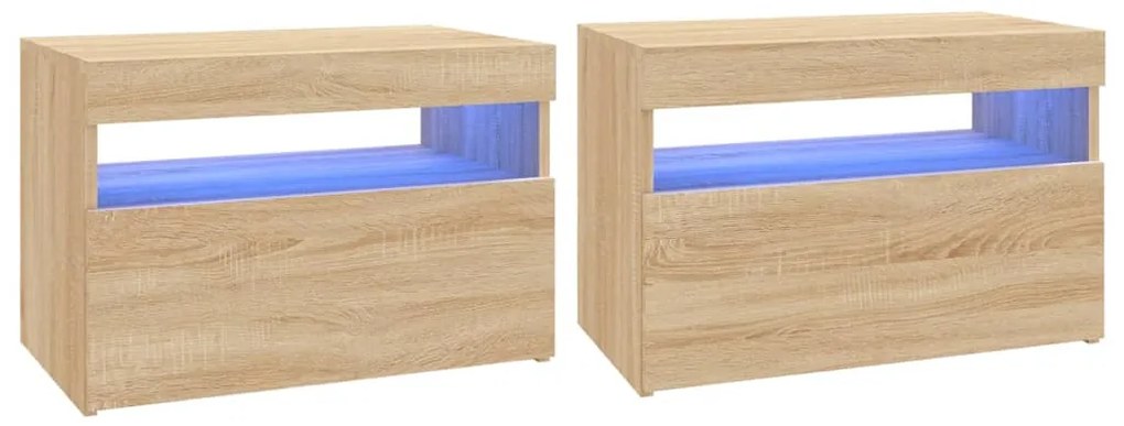 Mobili porta tv con led 2 pz rovere sonoma 60x35x40 cm