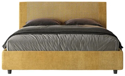 Letto matrimoniale contenitore imbottito 160x190 tessuto Labirinto 6 giallo Rosal