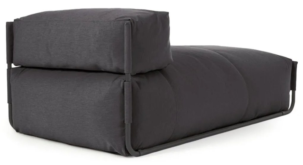 Kave Home - Pouf divano modulare longue outdoor Square grigio scuro e alluminio nero 165x101 cm