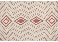 Tappeto cotone trapuntato beige e rosa stile boho 160 x 230 cm soggiorno camera da letto