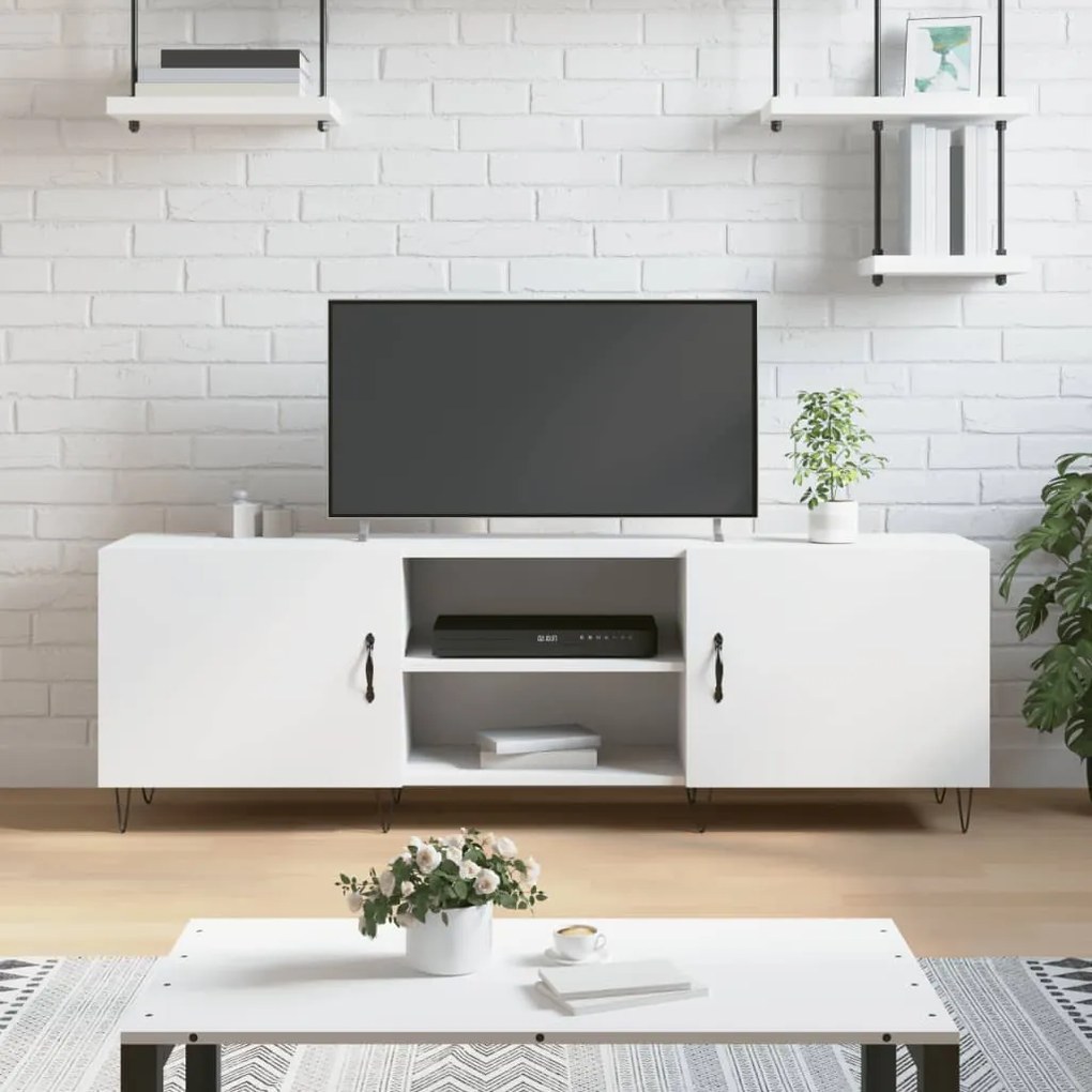 Mobile Porta Tv Bianco 150x30x50 Cm İn Legno Multistrato /