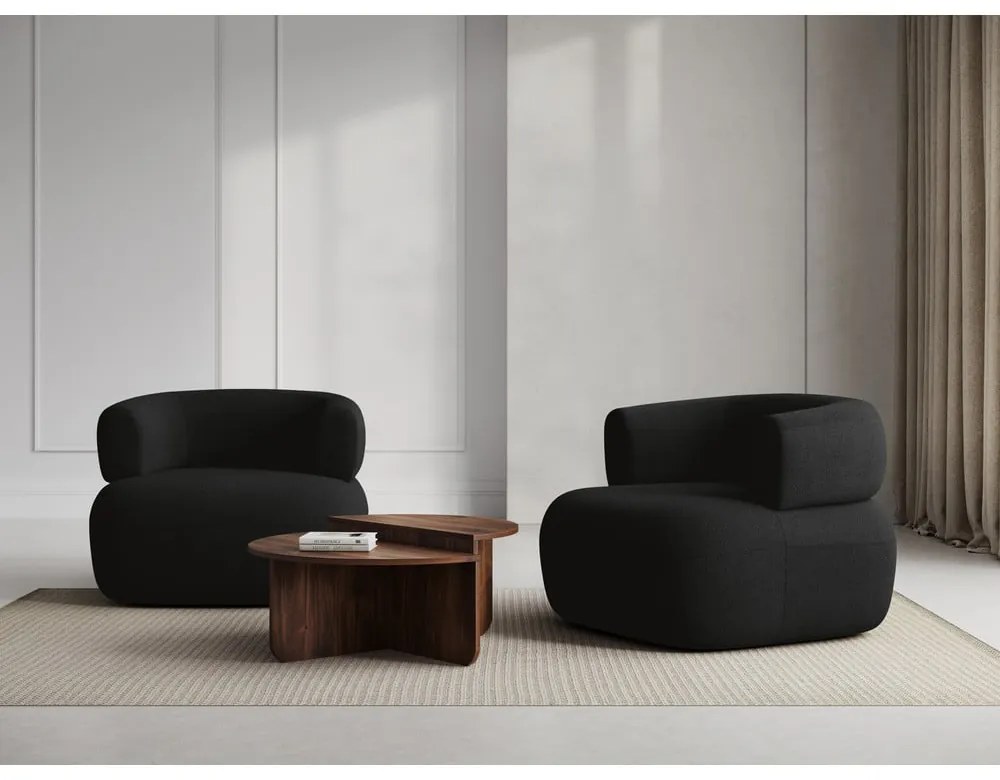 Poltrona nera in tessuto bouclé Jenny - Micadoni Home