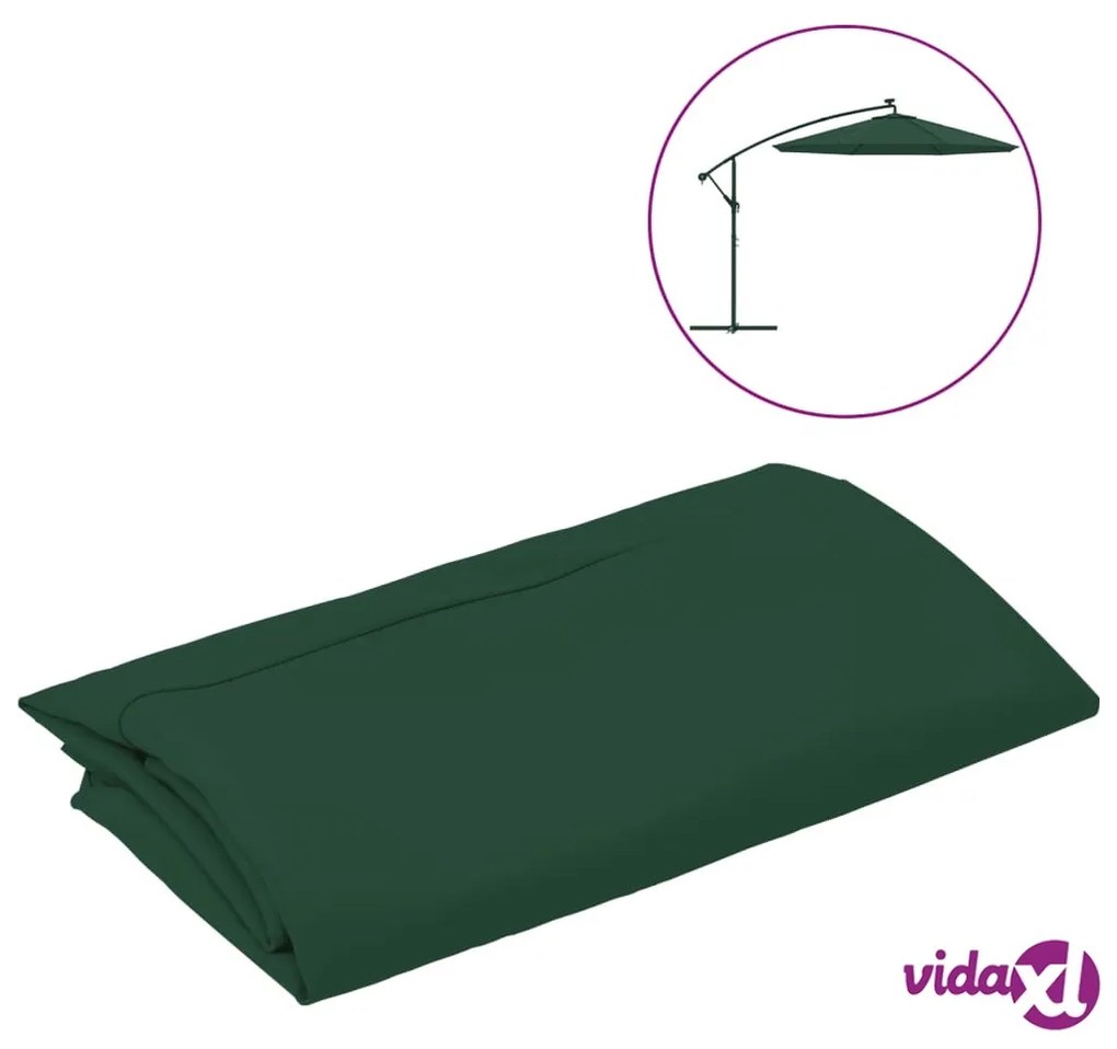 vidaXL Telo di Ricambio per Ombrellone Bianco Verde 350 cm