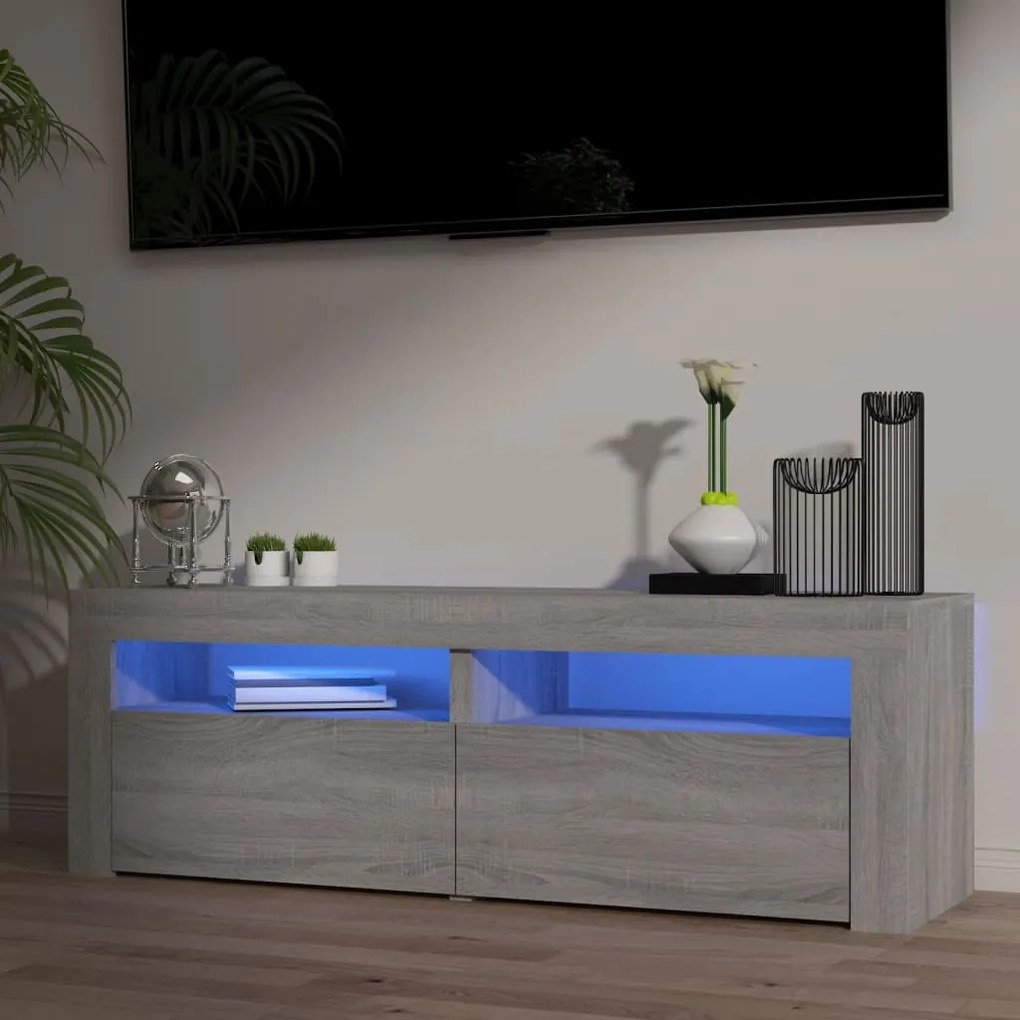 Mobile Porta Tv Con Luci Led Grigio Sonoma 120x35x40 Cmcm /