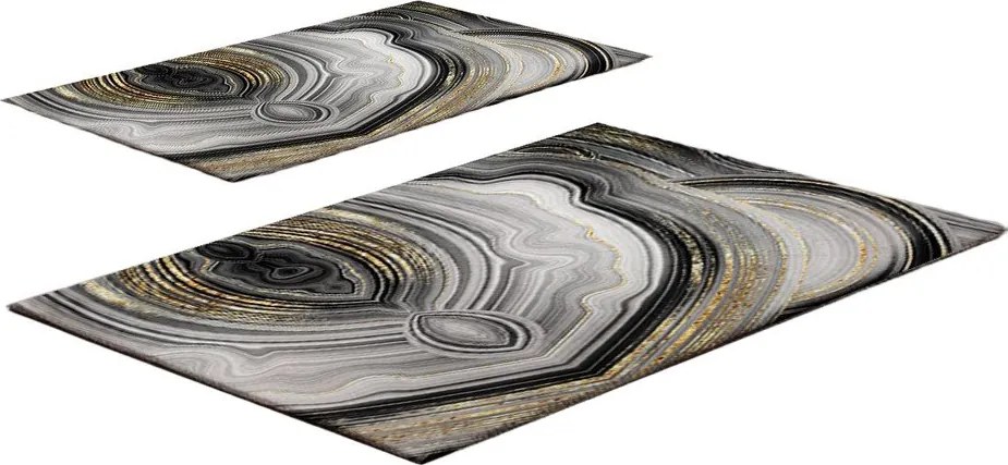 Set di tappetini per il bagno grigi/dorati 2 pz 60x100 cm CT – Foutastic