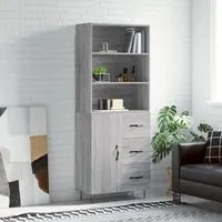 Credenza Grigio Sonoma 69,5x34x180 cm in Legno Multistrato 3189443