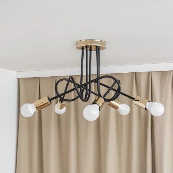 Lampadario a plafone OXFORD 5xE27/15W/230V oro/nero