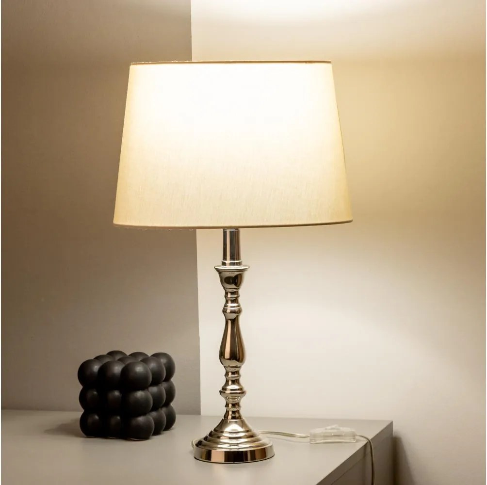 Brilagi - Lampada da tavolo CERIA 1xE27/60W/230V Ø 30 cm cromo lucido/beige