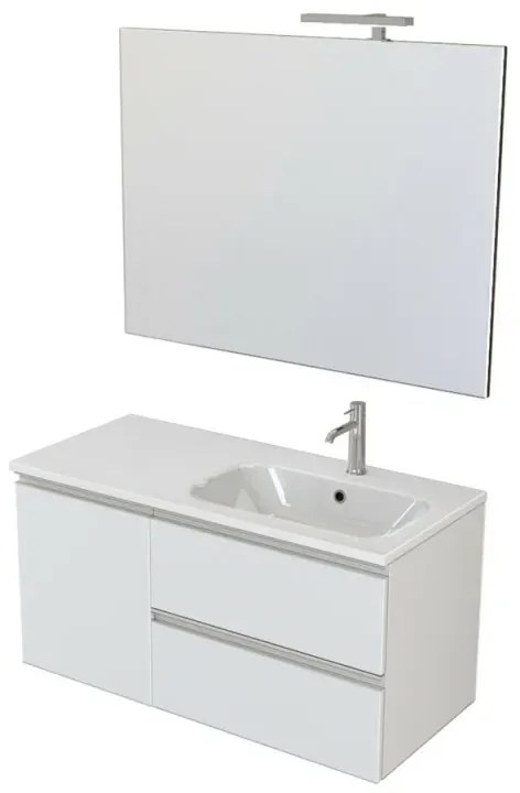 Mobile bagno sospeso 100 cm Master bianco con lavabo e specchio