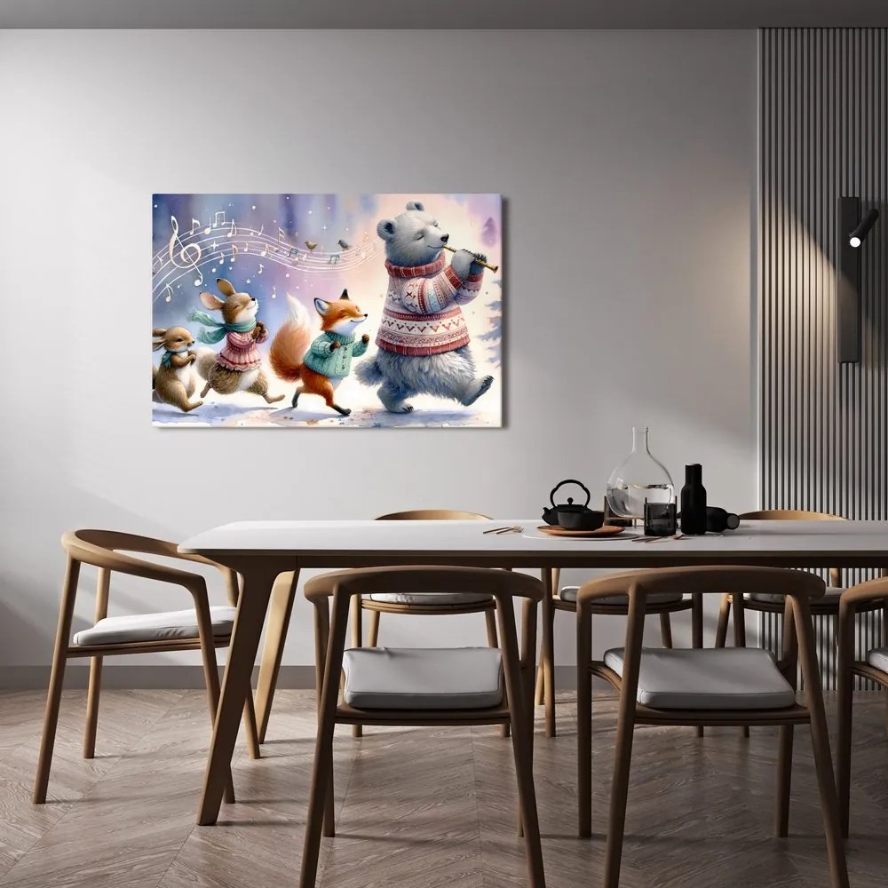 Quadro su tela – Animali che marciano al ritmo della musica